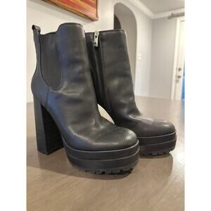 JLO Jennifer Lopez Womens Margy Black Chelsea Heel Boots Size 8.5M